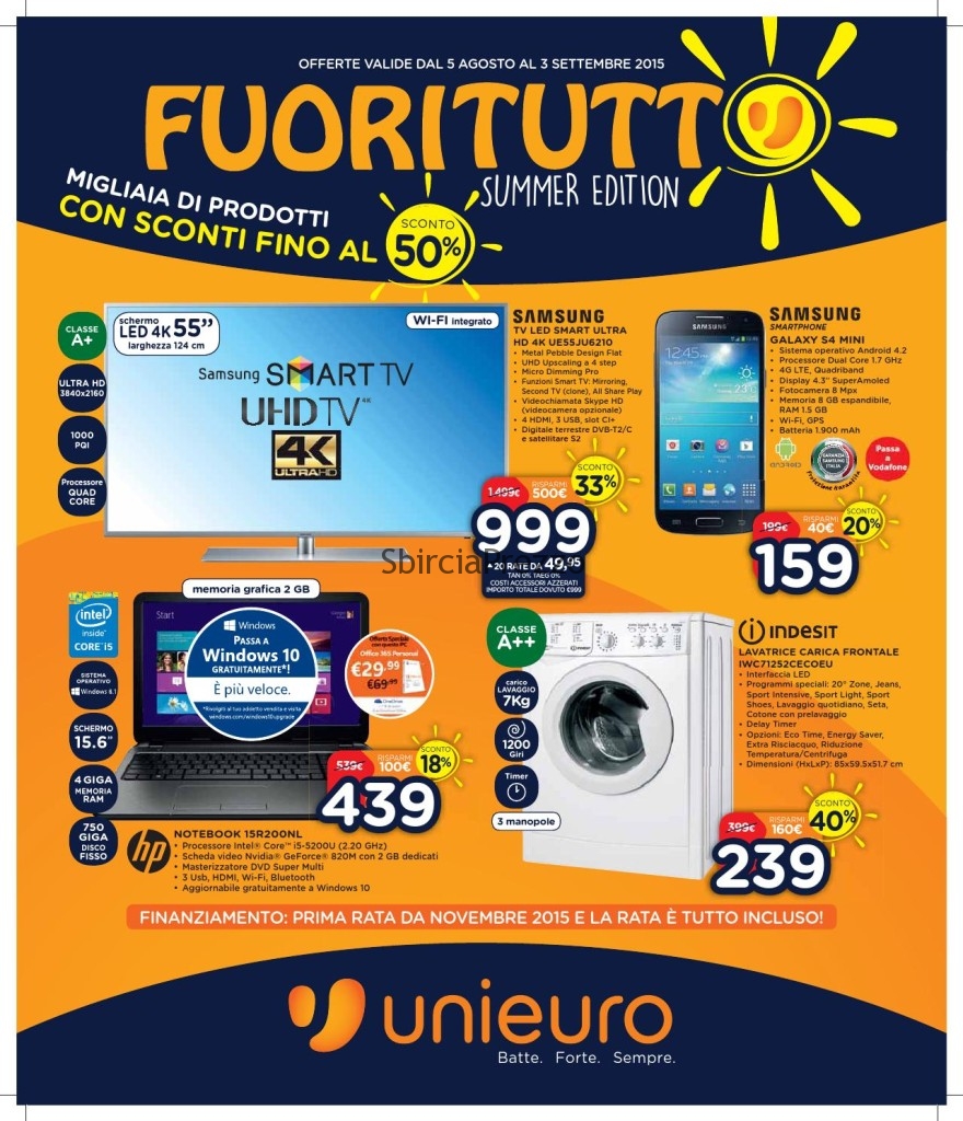 volantino unieuro fuoritutto summer edition
