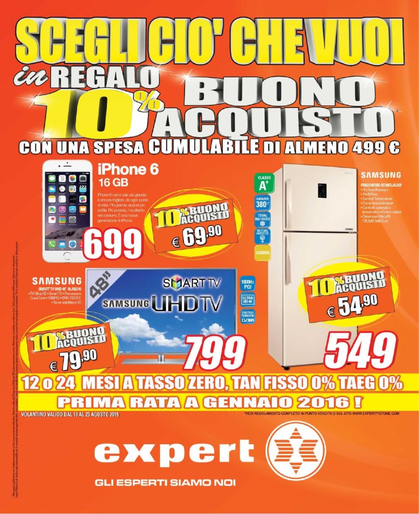 Volantino Expert Pistone - Scegli ciò che vuoi in regalo 10% buoni acquisto 1