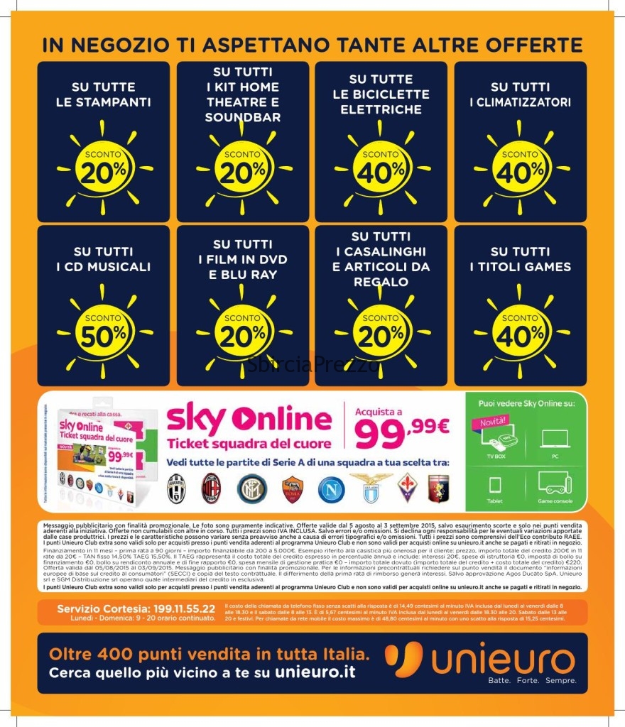 volantino unieuro fuoritutto summer edition